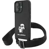 Image de Karl Lagerfeld Coque pour iPhone 16 avec Bandoulière Ajustable Ultra Élégant Noir