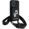 Image de Karl Lagerfeld Coque pour iPhone 16 Pro avec Bandoulière et Porte-cartes Élégant Noir