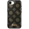 Image de Guess Coque MagSafe pour iPhone 16e Imprimé Peony Script Logo en relief Noir