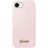 Image de Guess Coque MagSafe pour iPhone 16e Silicone Soft touch Logo métal doré Rose clair