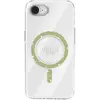 Image de Guess Coque MagSafe pour iPhone 16e Fine Anneau Pailleté Coins renforcés Transparent