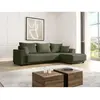 Image de Canapé d'angle convertible et réversible en velours côtelé vert kaki NESSARO