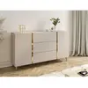 Image de Buffet avec 2 portes et 3 tiroirs - Beige et Doré - MARZIALO