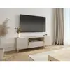 Image de Meuble TV avec 2 portes, 1 tiroir et 1 niche - Beige et Doré - MARZIALO