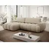 Image de Canapé d'angle gauche convertible en tissu beige FRIDORA