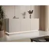 Image de Buffet 3 portes avec LEDs en MDF - Beige et effet marbre blanc - DEVIKA de Pascal MORABITO