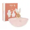 Image de Doudou plat lapin rose avec boite