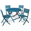 Image de Paris prix Ensemble table jardin + 4 chaises - Bleu canard