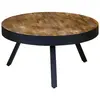 Image de Table basse ronde en teck recyclé et métal Woody.