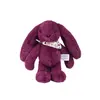 Image de Peluche lapin fleurette - prune 35 cm