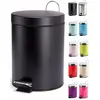 Image de Msv Poubelle de salle de bain en acier - 3 L - Noir mat