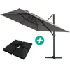 Image de Parasol jardin déporté Alu Sun 4 - Rectangle - 3 x 4 m - Gris - Dalles à lester incluses
