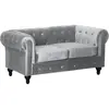 Image de Canapé fixe Chesterfield Velours [ ]Aliza[ ] - 157 x 82 x 70 cm - 2 places - Gris