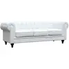 Image de Canapé fixe Chesterfield [ ]Aliza[ ] - 208 x 82 x 70 cm - 3 places - Blanc