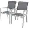 Image de Fauteuil jardin Alu/Textilène Tropic - Phoenix - Gris foncé - Lot de 2