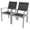 Image de Fauteuil jardin Alu/Textilène Tropic - Phoenix - Noir - Lot de 2