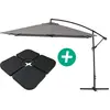 Image de Parasol jardin déporté Alu Ilios 3 - Carré - 3 x 3 m - Gris - Dalles incluses