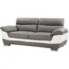 Image de Canapé fixe en cuir reconstitué et PVC [ ] Dallas[ ] - 210 x 88 x 90 cm - 3 places - Gris/Blanc