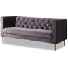 Image de Canapé fixe en velours [ ]Bruce[ ] - 196 x 76 x 82 cm - 3 places - Gris