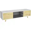 Image de Meuble TV LED - 140 x 42 x 45 cm - Blanc/Chêne