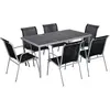 Image de Table de jardin et 6 chaises en acier et toile PVC gris LUSIANA