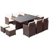 Image de Table et chaises 10 places encastrables résine marron-blanc MONACO