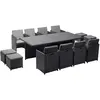 Image de Table et chaises 12 places encastrables en résine noir-gris MONACO