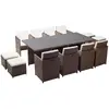 Image de Table et chaises 12 places encastrables résine marron-blanc MONACO