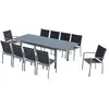 Image de Table de jardin extensible et 10 chaises alu-toile PVC gris AREZZO