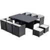Image de Table et chaise 10 places encastrables alu résine noir-blanc SUNSET