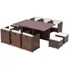 Image de Table et chaise 10 places encastrables alu résine marron-blanc SUNSET