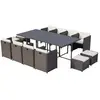 Image de Table et chaise 12 places encastrables alu résine gris-blanc SUNSET