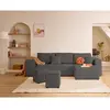 Image de Topaze - canapé d'angle réversible 4 places - convertible avec coffre, tablette et poufs -