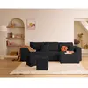 Image de Topaze - canapé d'angle réversible 4 places - convertible avec coffre, tablette et poufs -