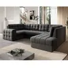 Image de Bestmobilier Canapé panoramique d'angle gauche convertible - Gris