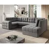 Image de Bestmobilier Nappa canapé panoramique d'angle gauche - Gris clair