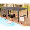 Image de HABRITA Pergola bioclimatique Aluminium XXL avec 5 panneaux moucharabieh pour côté 3,60 m