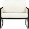 Image de Fauteuil en bois noir et tissu bouclé blanc Cannage - RED Edition