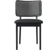 Image de Chaise en chêne teinté noir tissu caviar et cuir noir Tapissier - RED Edition
