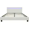 Image de Lit tissu bouclette avec LED Maria 140x190cm - Crème