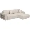 Image de Canapé d'angle convertible tissu chenille 3 places - Trocadero - Crème