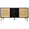 Image de Meuble TV scandinave en cannage - 120 x 30 x 56.5 cm - Noir