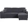 Image de Canapé d'angle en velours côtelé convertible/réversible [ ]Axel[ ] - 3 places - Gris