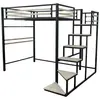 Image de Lit mezzanine en métal avec escalier [ ]LENA[ ] - 140 x 190 cm - Noir