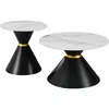 Image de Lot de 2 tables basses gigognes en céramique - 70 x 70 x 42 cm - Gris/Blanc