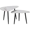 Image de Lot de 2 tables basses gigognes en céramique - 49 x 79 x 56 cm - Blanc