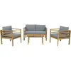 Image de Salon de jardin en bois avec coussins [ ]Beckham[ ] - 4 places - Gris
