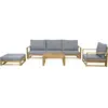 Image de Salon de jardin en bois d'acacia avec coussins [ ]Bellingham[ ] - 5 places - Gris