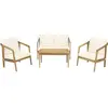 Image de Salon de jardin en bois d'acacia avec coussins [ ]Presley[ ] - 4 places - Beige