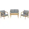 Image de Salon de jardin en bois avec coussins [ ]Presley[ ] - 4 places - Gris